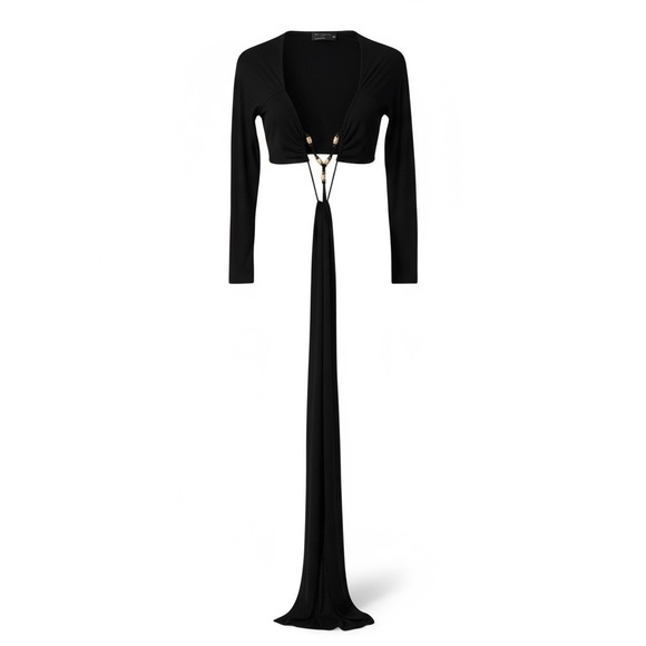 Asos Elegant Black Long Sleeve Dress size 4 - Picture 2 of 3